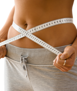 Woman measuring her body