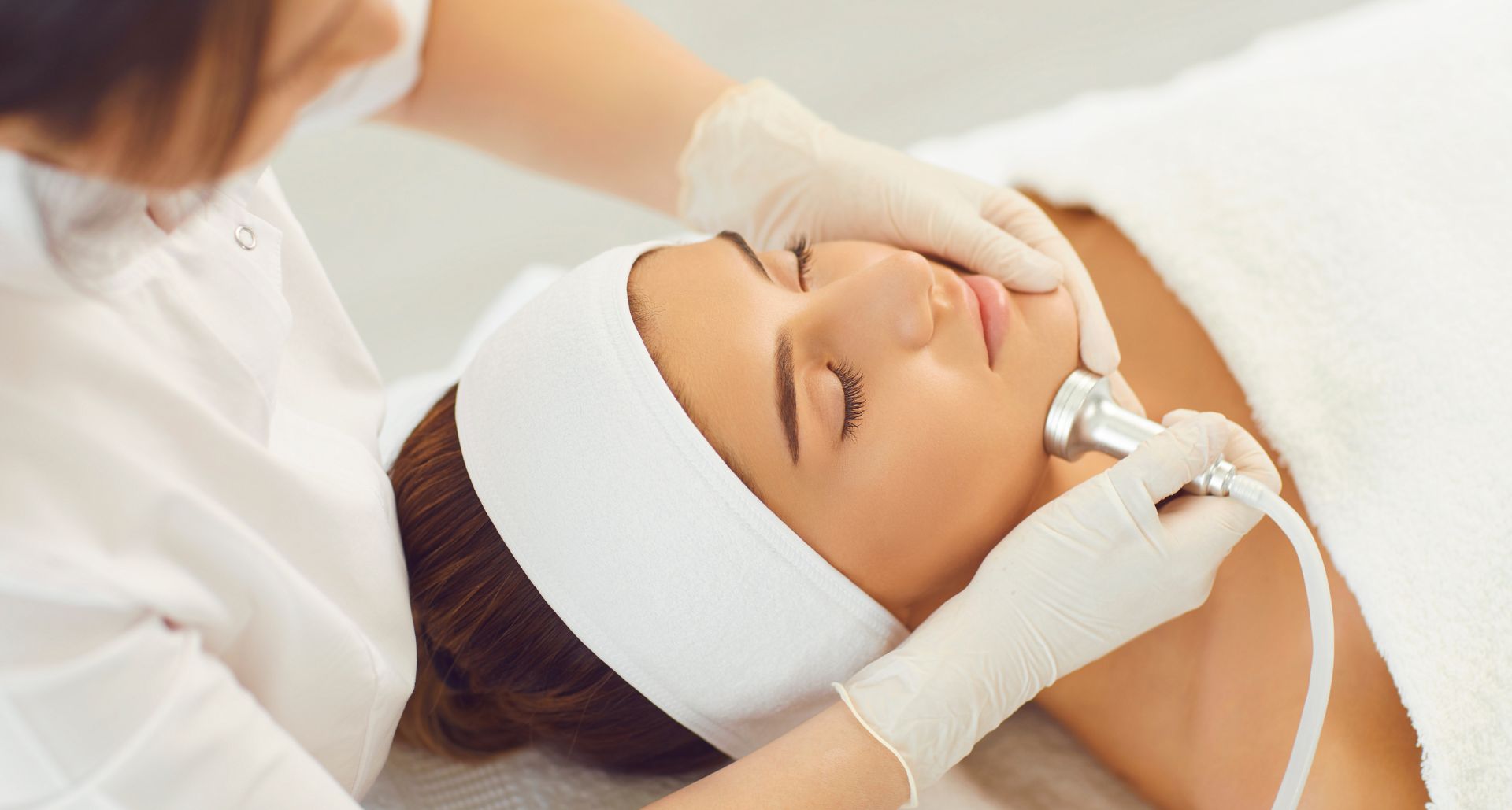 woman in her first microdermabrasion treatment session