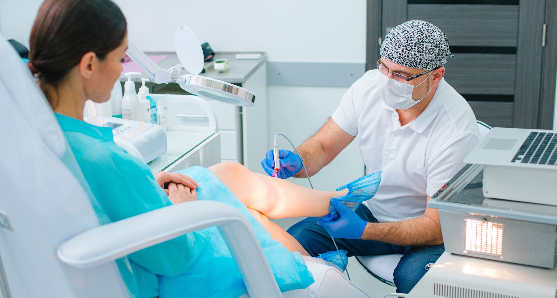 woman undergoing treatment for spider veins